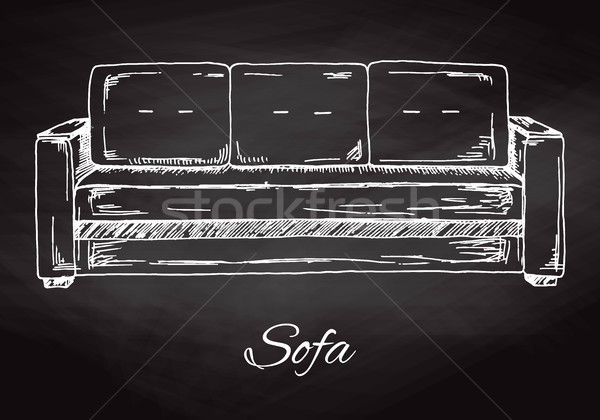 Sofa isolated on chalkboard. Vector illustration in a sketch style Stock photo © Arkadivna