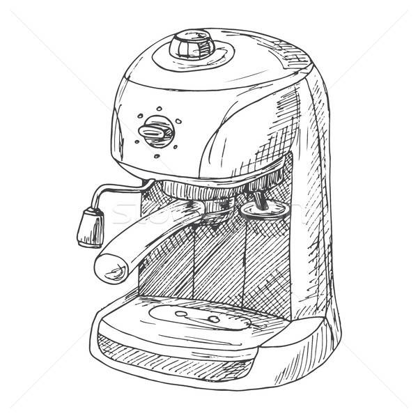 Coffee machine isolated on white background. Vector illustration of a sketch style. Stock photo © Arkadivna