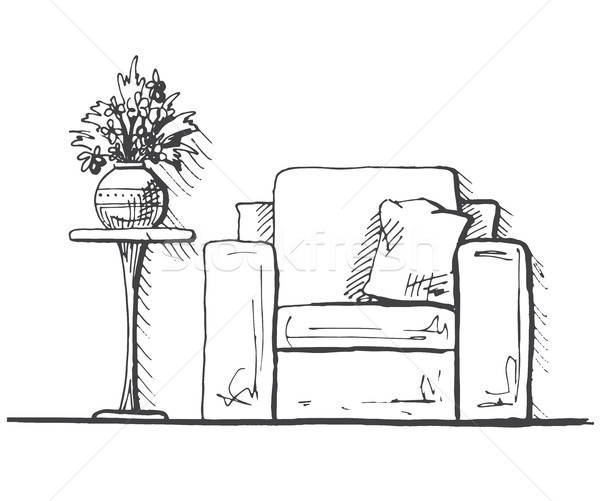высокий таблице ваза цветы рисованной интерьер Сток-фото © Arkadivna