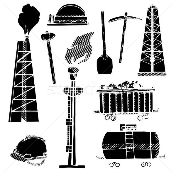 Industrial sketch icons. Industrial objects isolated on white background. Vector illustration. Stock photo © Arkadivna