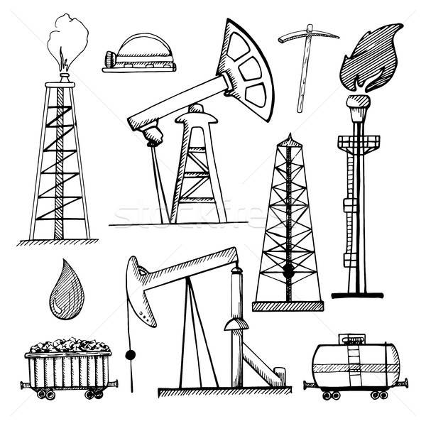 Industrial sketch icons. Industrial objects isolated on white background. Vector illustration. Stock photo © Arkadivna