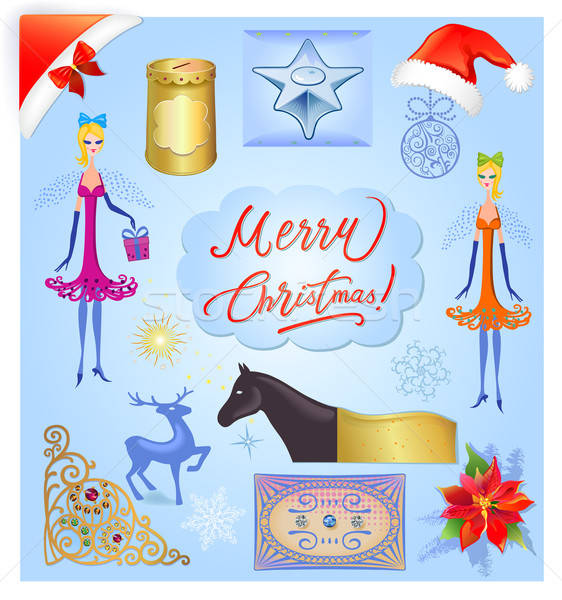 Christmas elements illustration set Stock photo © arlatis