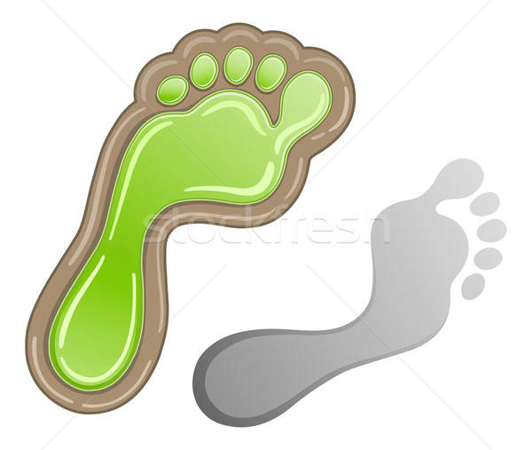 緑 カーボン 足 印刷 孤立した 白 ストックフォト © arlatis