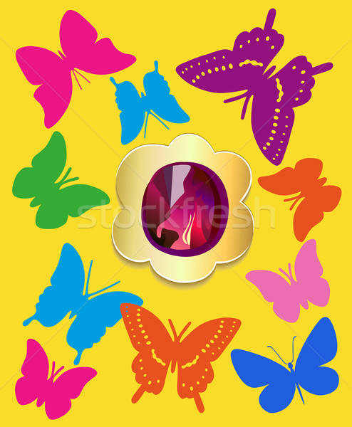 Schmetterlinge Edelstein Set fliegen Richtung isoliert Stock foto © arlatis