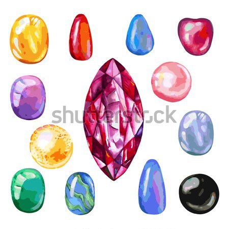 Seamless texture of colored gems isolated on white background. V Stock photo © arlatis