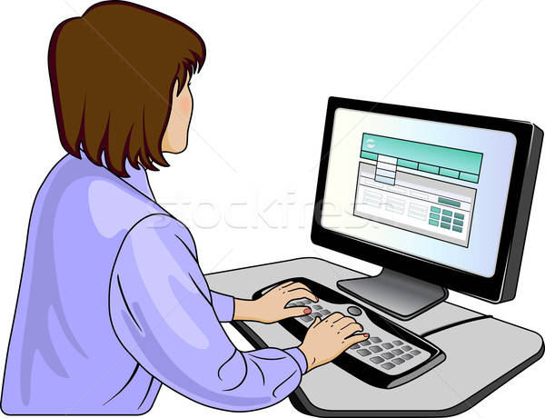 Ordenador aislado blanco negocios Internet mujeres Foto stock © arlatis