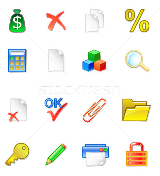 Www boekhouder iconen geïsoleerd witte computer Stockfoto © arlatis