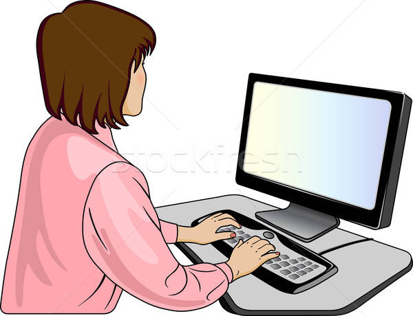 Woman-programmer near computer  Stock photo © arlatis
