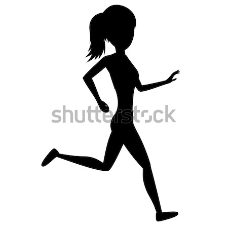 Courir fille silhouette joli blanc noir heureux [[stock_photo]] © arleevector