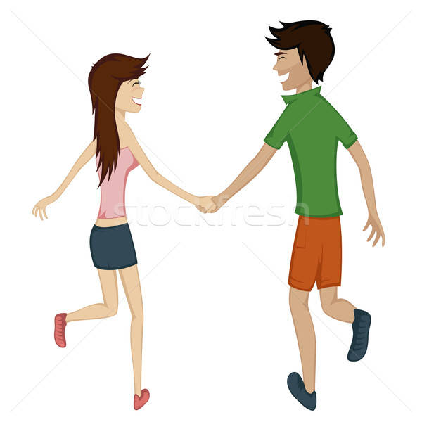 [[stock_photo]]: Heureux · courir · couple · printemps · coloré · détaillée