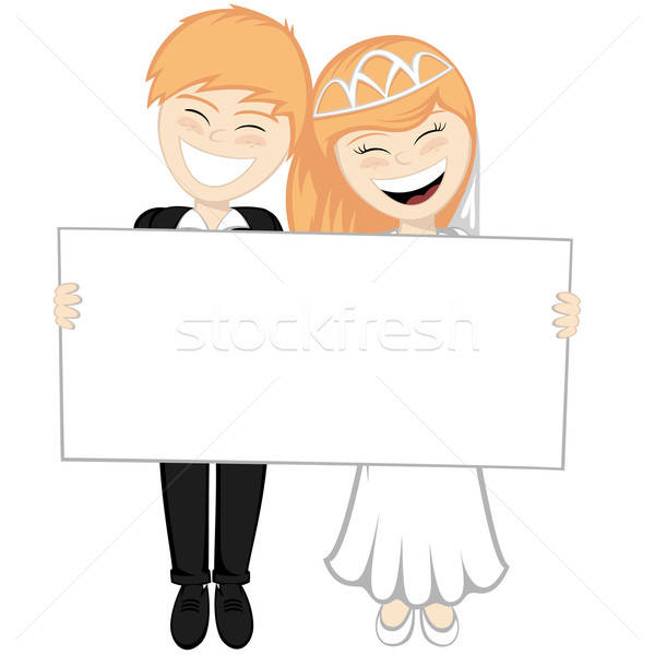 Stock photo: Happy newlyweds smiling 