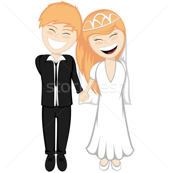 Happy newlyweds smiling Stock photo © arleevector