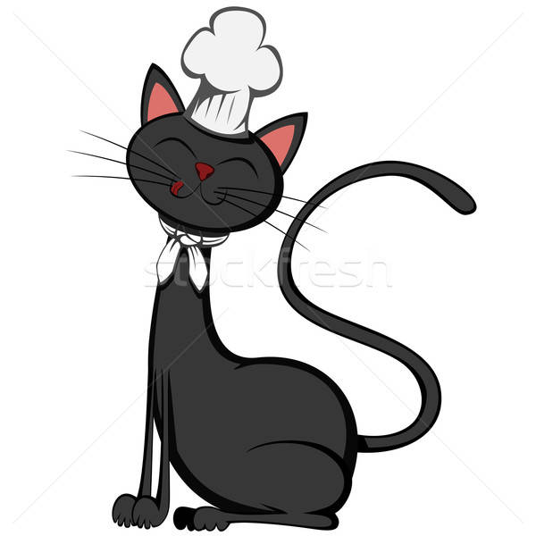Cute gatti nero chef seduta sorridere Foto d'archivio © arleevector