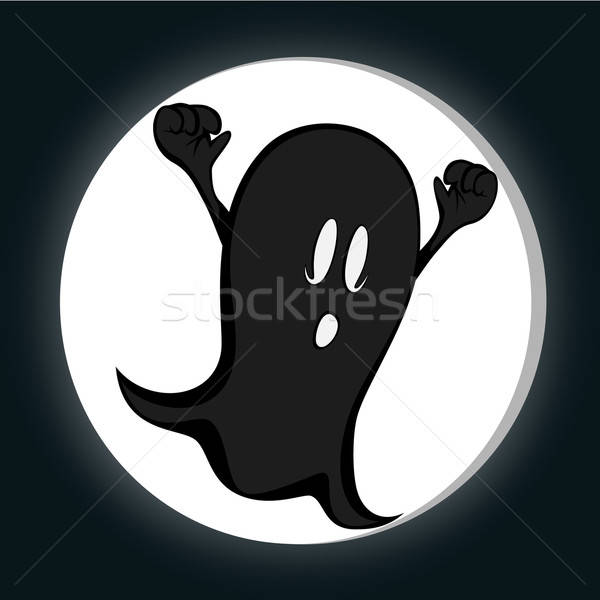 Divertente fantasma luna piena mezzanotte silhouette notte Foto d'archivio © arleevector