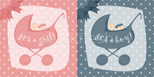 Geburt Ankündigungen zwei Vektor Ankündigung Karten Stock foto © arleevector
