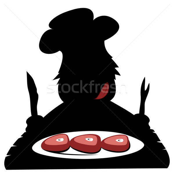 Paleo chef silhouette faim manger délicieux [[stock_photo]] © arleevector