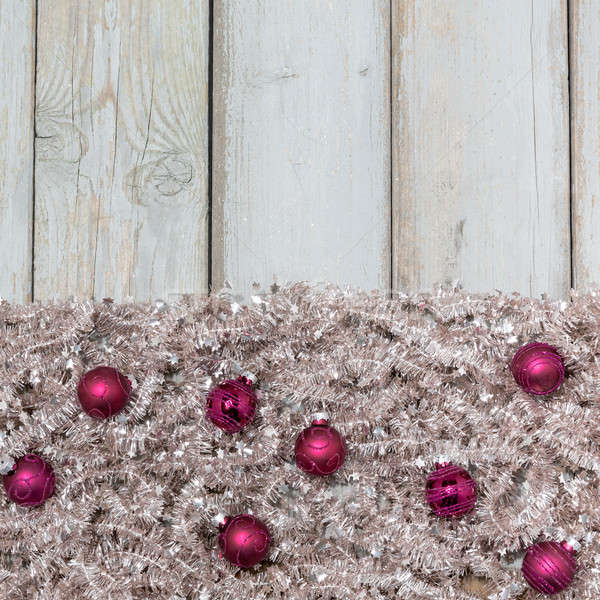purple christmas balls on silver tree garland 
 Stock photo © armin_burkhardt