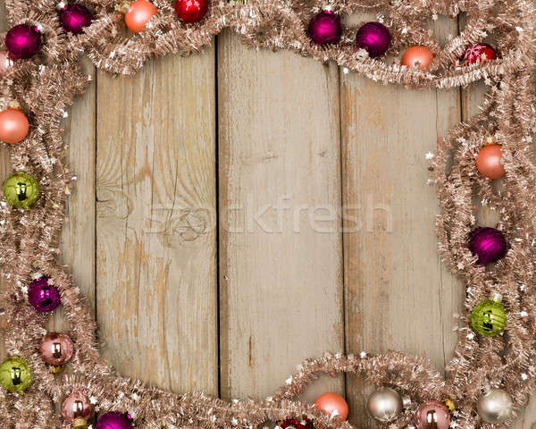 Színes karácsony keret fa girland golyók Stock fotó © armin_burkhardt