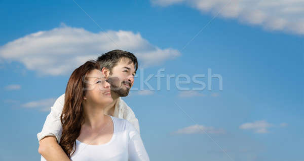 Feliz futuro junto Pareja cielo azul Foto stock © armin_burkhardt