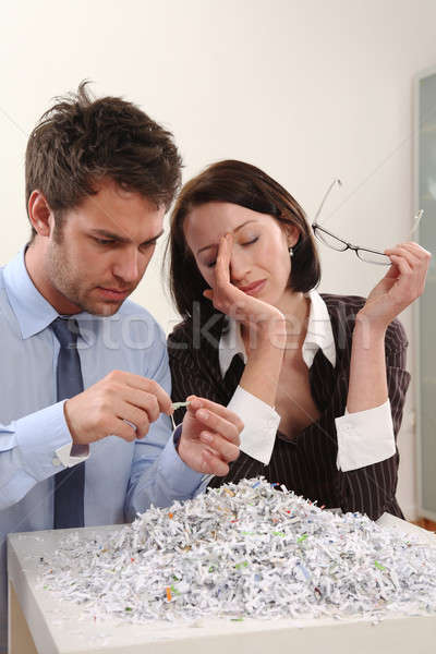 Man and Woman with file shredder Stock photo © armstark