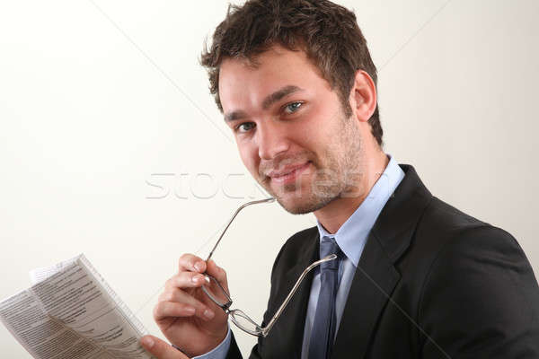 Business man with newspaper Stock photo © armstark