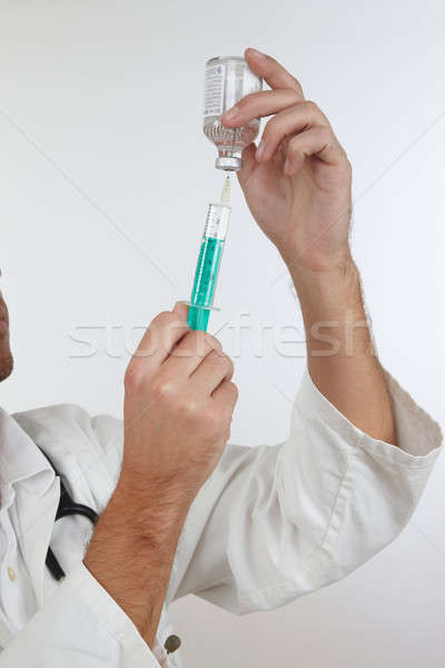 Stockfoto: Injectie · medische · baan · witte · ziek · spuit