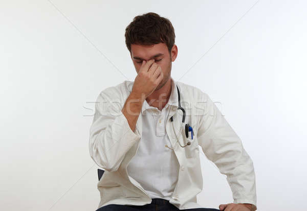Doktor yorgun baş ağrısı tıbbi iş stres Stok fotoğraf © armstark