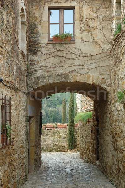 Pequeno pedra cidade parede janela Foto stock © arocas