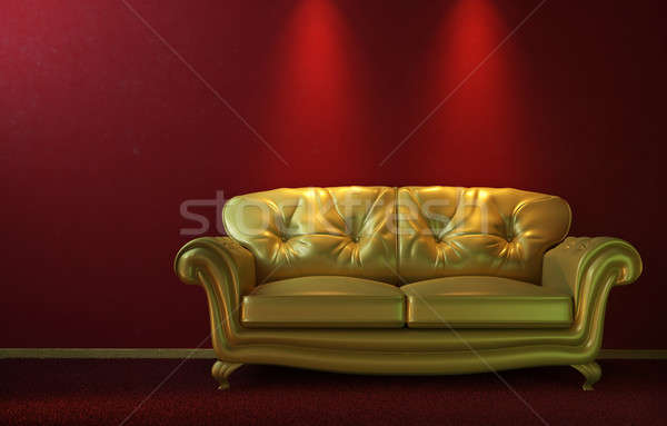 Glam golden couch on red Stock photo © arquiplay77