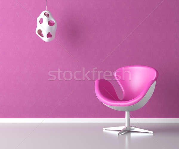 Rózsaszín belső fal copy space egyszerű szék Stock fotó © arquiplay77