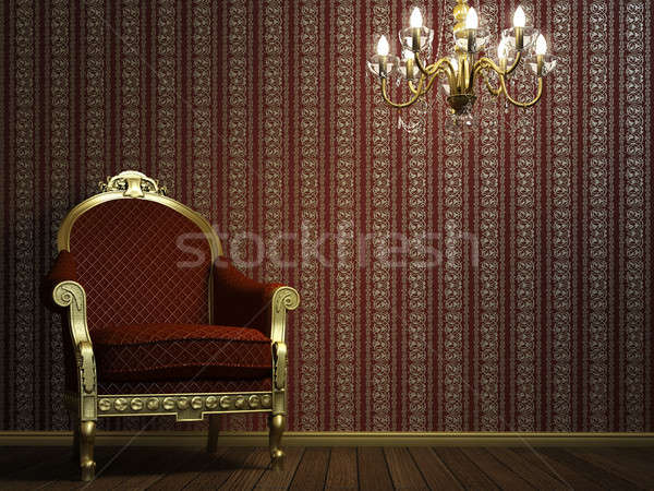 Classique fauteuil lampe or détails intérieur [[stock_photo]] © arquiplay77