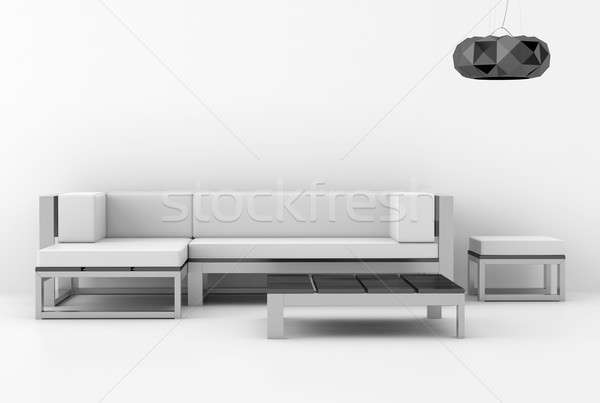 Beyaz modern iç iç mimari kanepe lamba Stok fotoğraf © arquiplay77