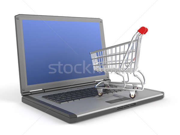 Winkelen grafiek top laptop geïsoleerd witte Stockfoto © arquiplay77