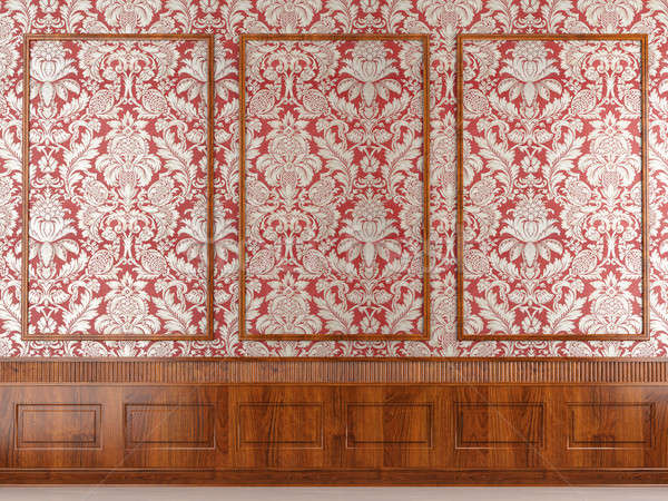 red wallpaper and wood molding Stock photo © arquiplay77