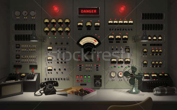 Vintage controle kamer 3d illustration paneel lichten Stockfoto © arquiplay77