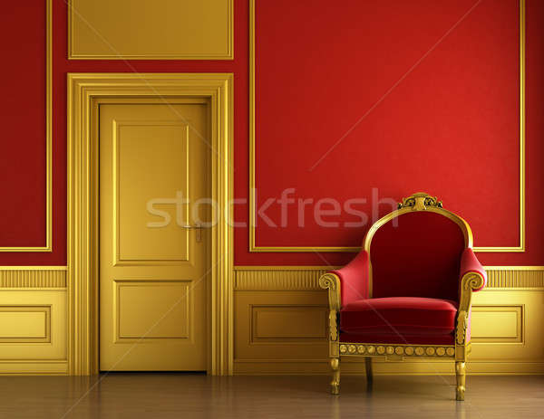 Elegant roşu design interior clasic cameră Imagine de stoc © arquiplay77