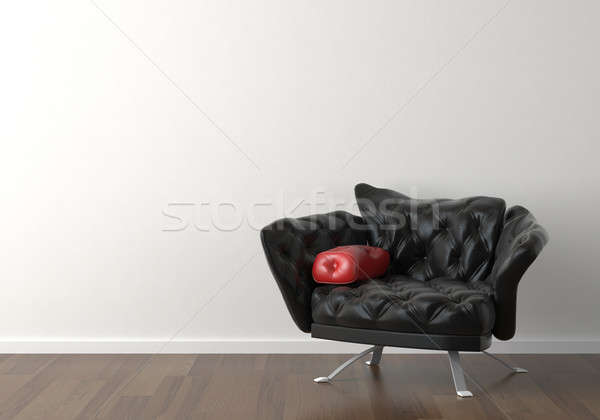 Design interior negru scaun alb perete piele Imagine de stoc © arquiplay77