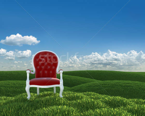 Rouge velours classique fauteuil vert [[stock_photo]] © arquiplay77