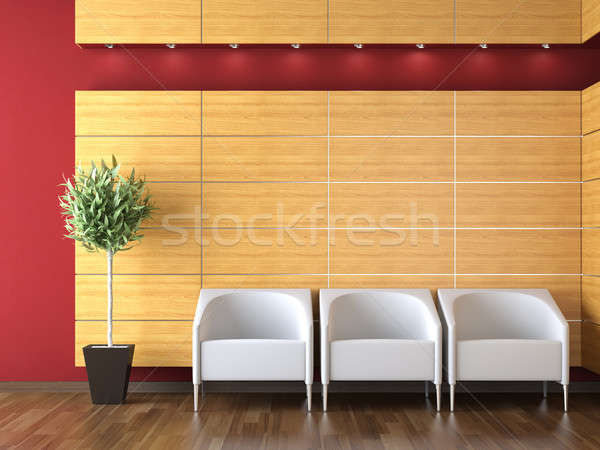 Design d'intérieur modernes réception trois bois mur [[stock_photo]] © arquiplay77