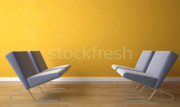 Quatre président jaune mur design d'intérieur pourpre [[stock_photo]] © arquiplay77