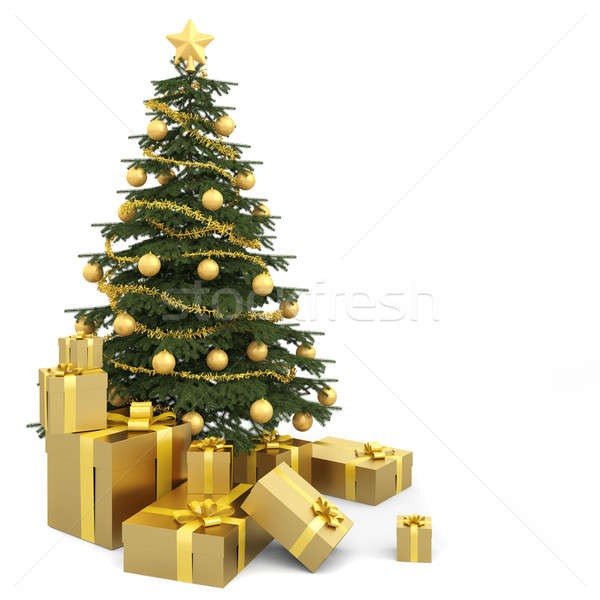 golden isolated christmas tree Stock photo © arquiplay77