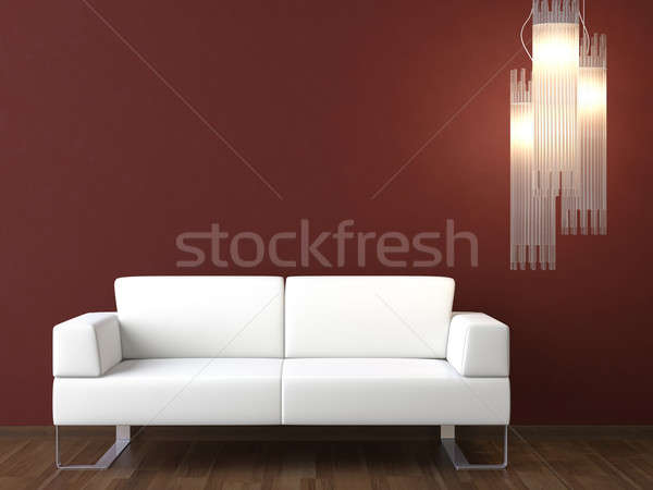interior design white couch on bordeaux wall Stock photo © arquiplay77