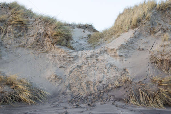 Erosion Sanddüne Wellen Menschen Winter Wolken Stock foto © Arrxxx