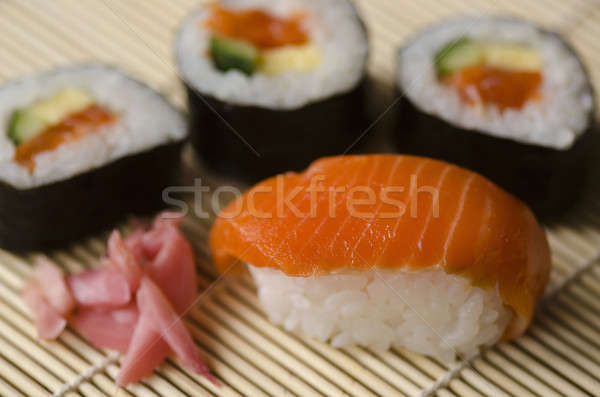 Japanese sushi cucina set salmone tonno Foto d'archivio © Arrxxx