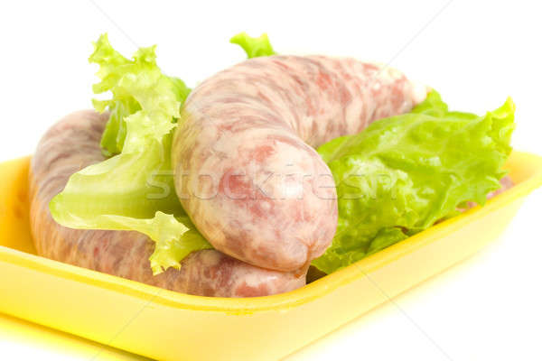 Closeup of one Uncooked Sausage Stock photo © Arsgera