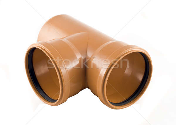 Plastic T-branch sewer pipe isolated over white  Stock photo © Arsgera