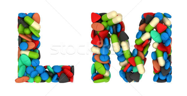 Medication font L and M pills letters Stock photo © Arsgera