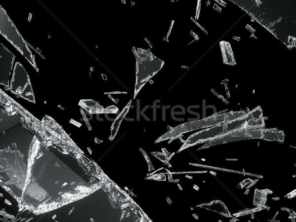 Vidro quebrado isolado preto abstrato projeto vidro Foto stock © Arsgera
