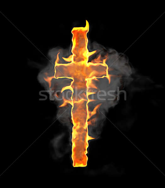 Burning and flame font T letter Stock photo © Arsgera