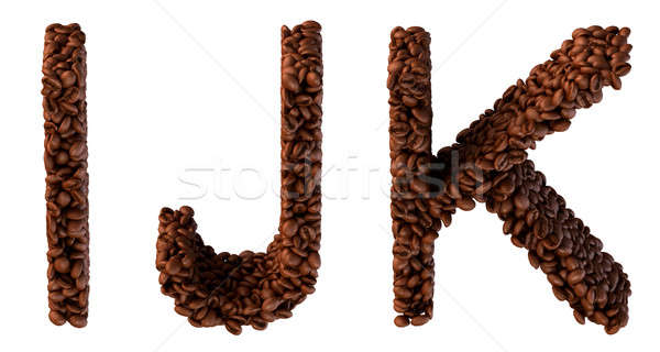 Roasted Coffee font I, j and K letters Stock photo © Arsgera